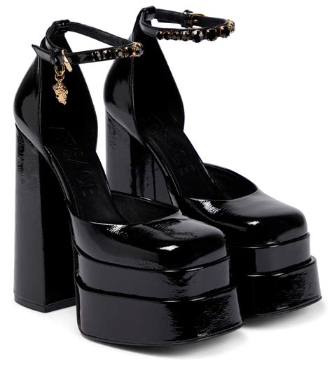 versace black platform pumps|Versace medusa aevitas platform pumps.